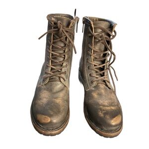 Dark Gray Distressed Leather Women’s Boots